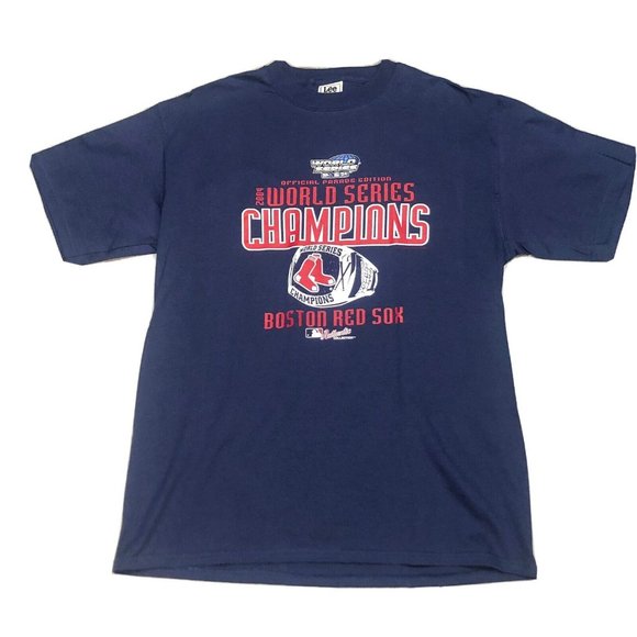 Vintage Boston Red Sox Shirt Large Blue 2004 World Series MLB Baseball Lee Sport - Picture 1 of 5